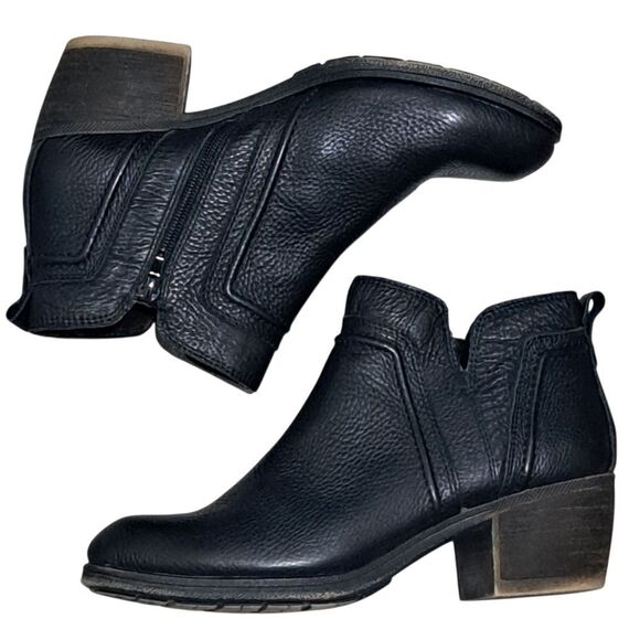 Cobb Hill Anisa V Cut Western Goth Boots Block Heel Sz 8 Black - Picture 1 of 17